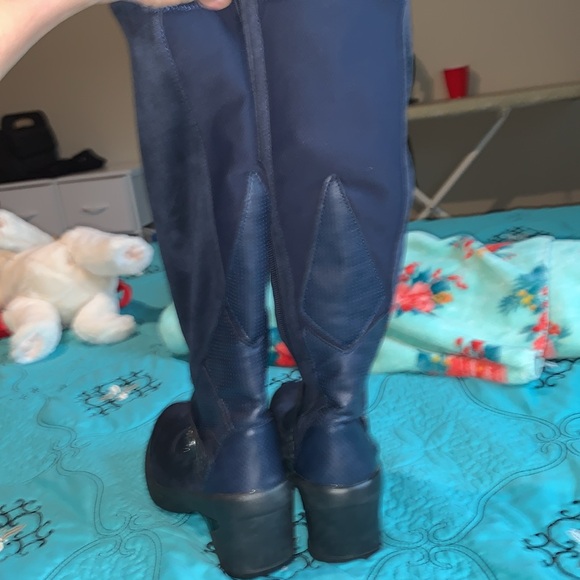 Blue navy suede boots - Picture 4 of 12